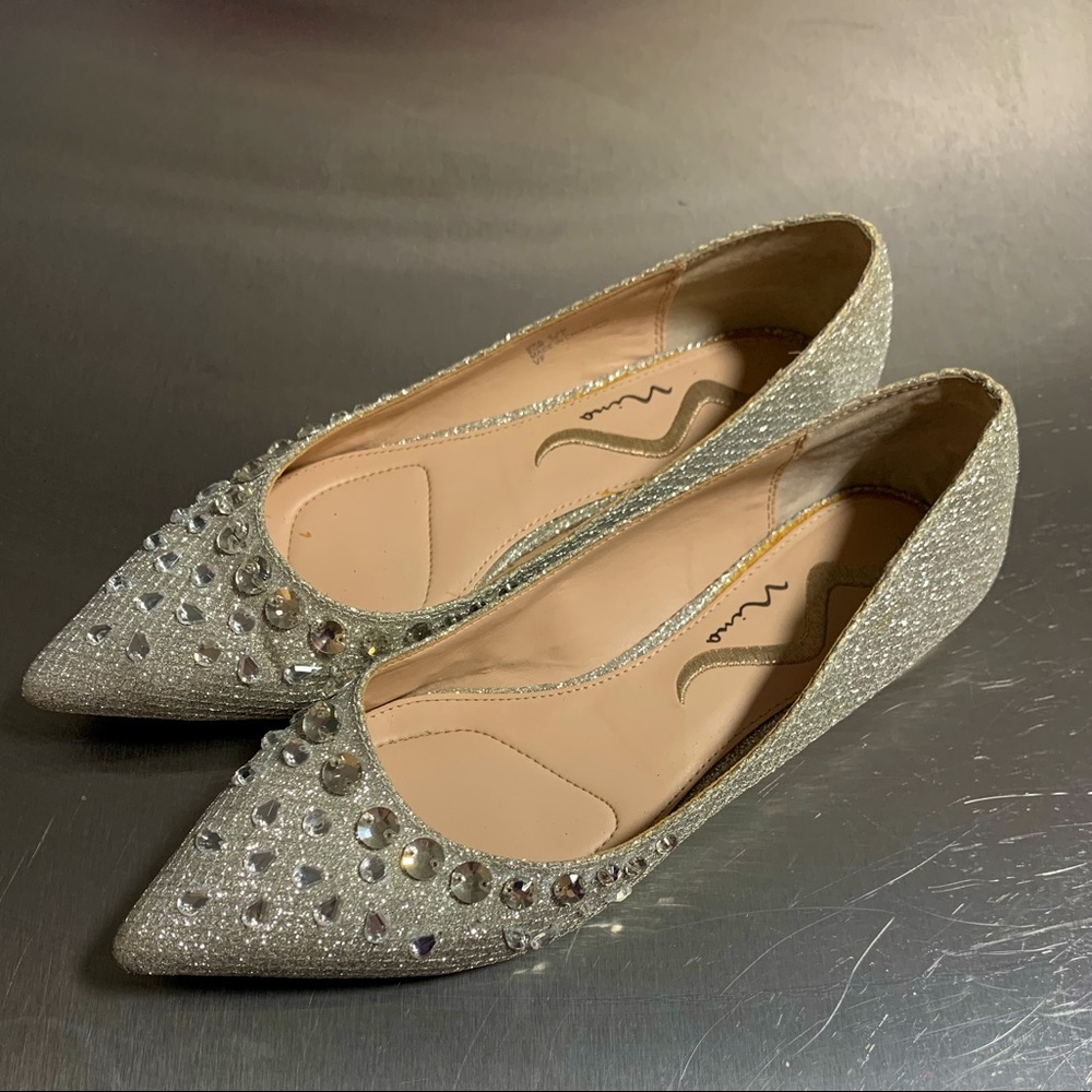 Silver flats with gemstones 6.5